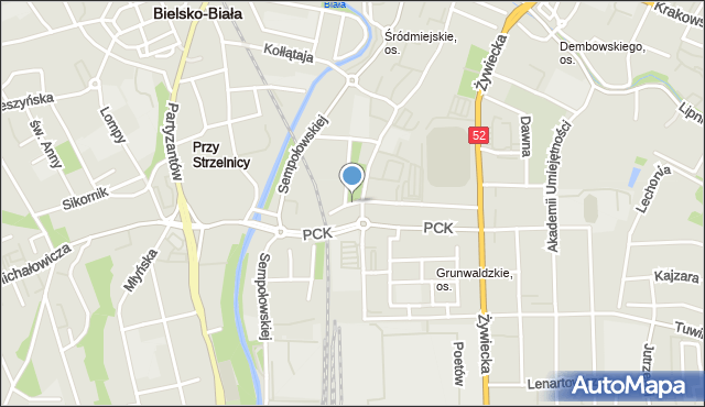 Bielsko-Biała, Skwer Czumy-Sienickiej Ireny, dr., mapa Bielsko-Białej