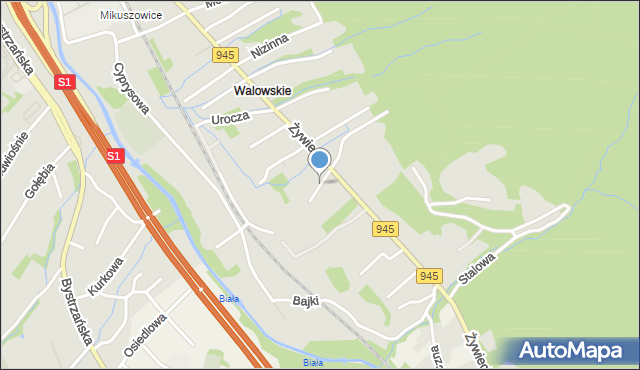 Bielsko-Biała, Skwerowa, mapa Bielsko-Białej