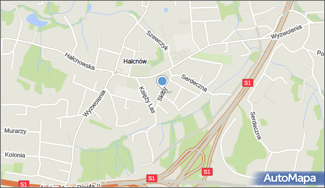 Bielsko-Biała, Skiby Pawła, ks., mapa Bielsko-Białej