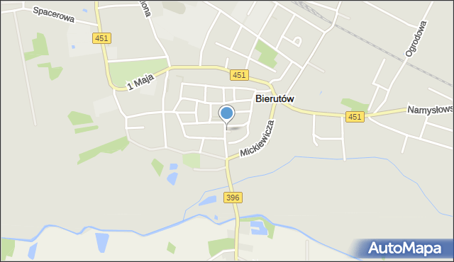 Bierutów, Skwer Gabora Jana, ks., mapa Bierutów