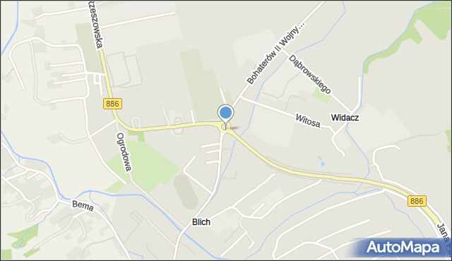 Brzozów, Skwer Wyszyńskiego Stefana, ks. kard., mapa Brzozów