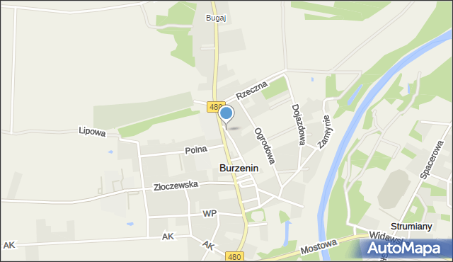 Burzenin, Skwer Jana Pawła II, mapa Burzenin