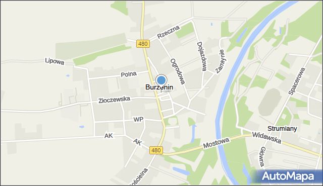 Burzenin, Skwer Piłsudskiego Józefa, marsz., mapa Burzenin