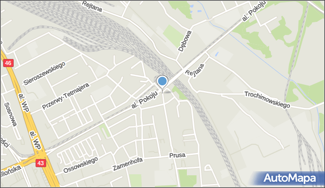 Częstochowa, Skwer Junaków, mapa Częstochowy