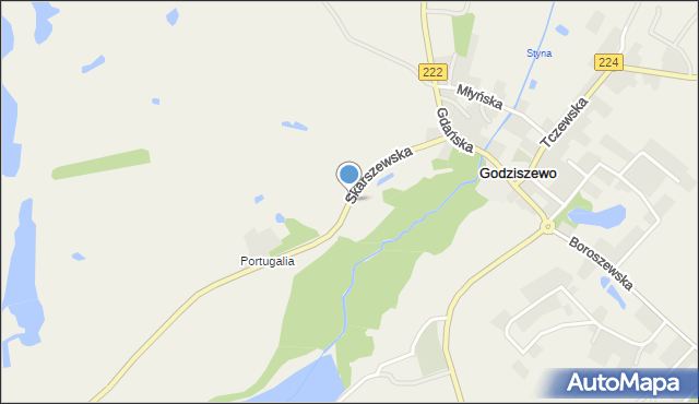 Godziszewo gmina Skarszewy, Skarszewska, mapa Godziszewo gmina Skarszewy