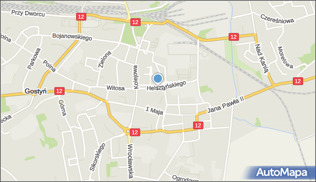 Gostyń, Skwer Wolontariuszy Wielkiej Orkiestry Świątecznej Pomocy, mapa Gostyń