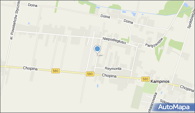 Kampinos, Skibniewskiego Kazimierza, ks., mapa Kampinos