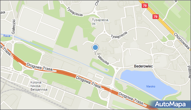 Katowice, Skwer Męczenników Oświęcimskich, mapa Katowic