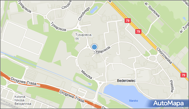Katowice, Skwer Oszka Roberta, mapa Katowic