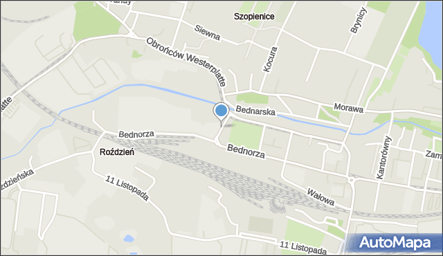 Katowice, Skwer Roździeńskiego Walentego, mapa Katowic