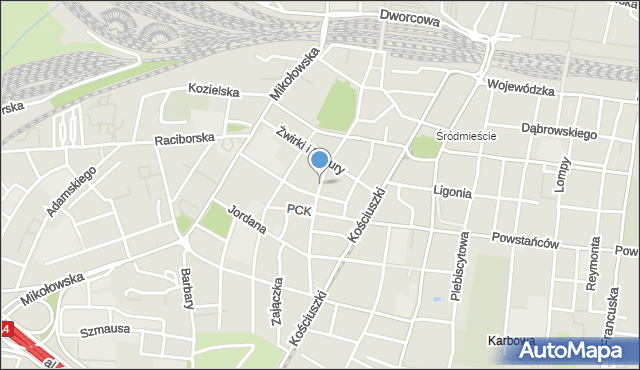 Katowice, Skłodowskiej-Curie Marii, mapa Katowic