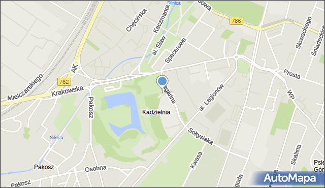 Kielce, Skwer Pamięci Ofiar Katynia, mapa Kielc