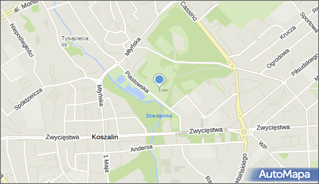 Koszalin, Skwer Pionierów Koszalina, mapa Koszalina