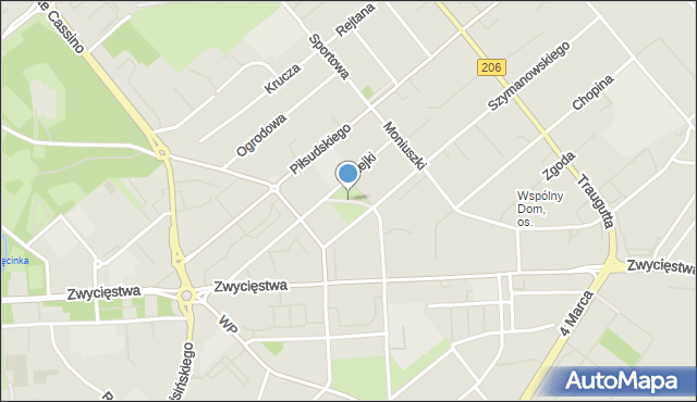 Koszalin, Skwer Polskiego Czerwonego Krzyża, mapa Koszalina