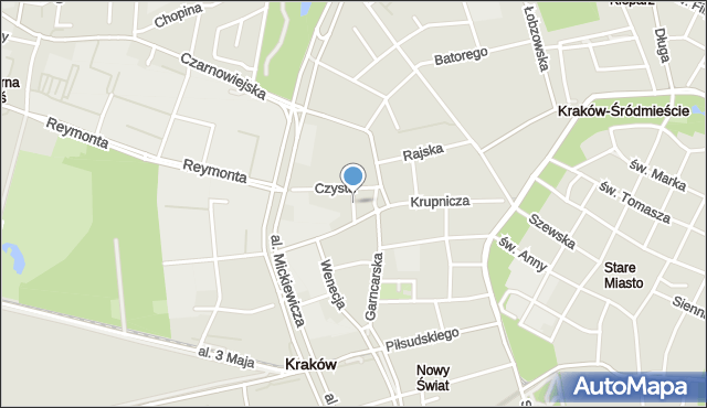 Kraków, Skarbowa, mapa Krakowa