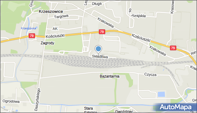 Krzeszowice, Składowa, mapa Krzeszowice