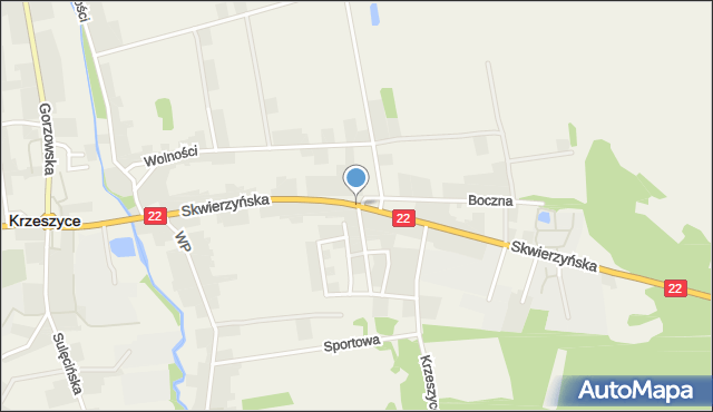 Krzeszyce, Skwierzyńska, mapa Krzeszyce