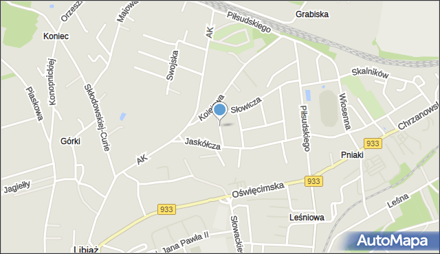 Libiąż, Skowrończa, mapa Libiąż