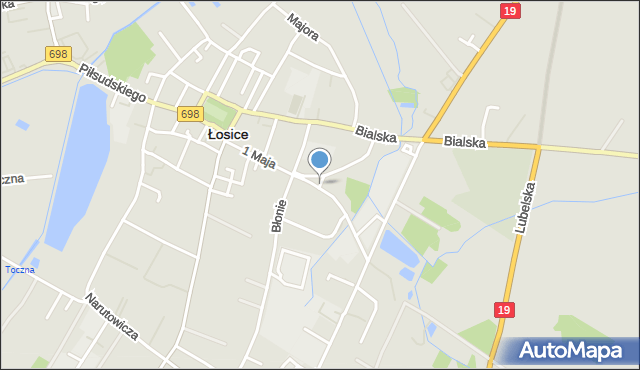 Łosice, Skwer Męczenników Katynia, mapa Łosice