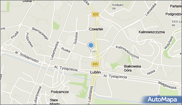 Lublin, Skwer Szewczenki Tarasa, mapa Lublina