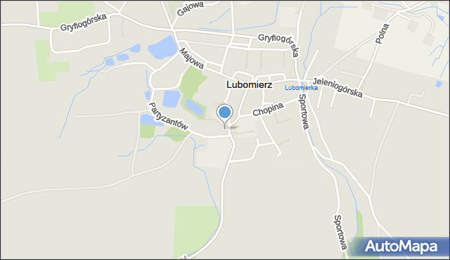 Lubomierz powiat lwówecki, Skwer Kopcia Kazimierza, dyr., mapa Lubomierz powiat lwówecki