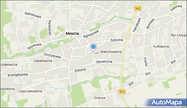 Meszna gmina Wilkowice, Skowronków, mapa Meszna gmina Wilkowice