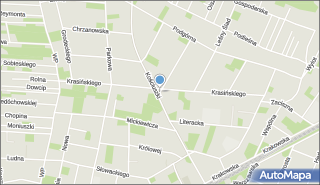 Milanówek, Skwer Armii Krajowej, mapa Milanówek