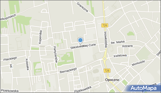 Opoczno, Skłodowskiej-Curie Marii, mapa Opoczno