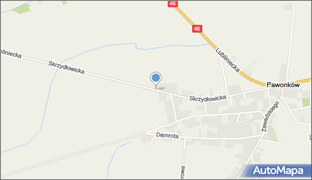 Pawonków, Skrzydłowicka, mapa Pawonków