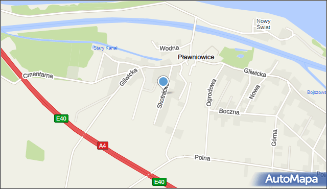 Pławniowice, Skotnicka, mapa Pławniowice