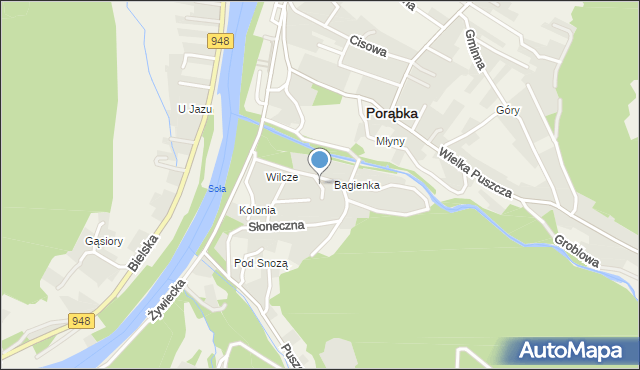 Porąbka powiat bielski, Skośna, mapa Porąbka powiat bielski