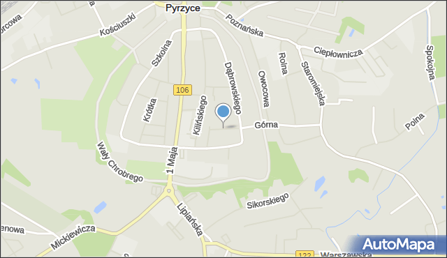 Pyrzyce, Skwer Nowaczyka Bolesława, mapa Pyrzyce