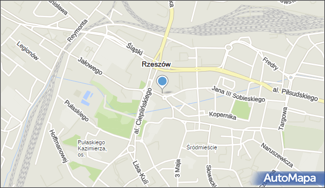 Rzeszów, Skwer św. Jana z Dukli, mapa Rzeszów