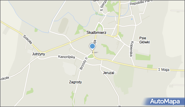 Skalbmierz, Skwer Stanisława ze Skalbmierza, mapa Skalbmierz