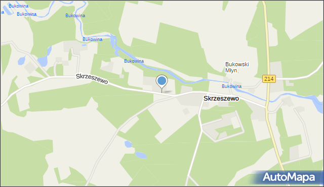 Skrzeszewo gmina Sierakowice, Skrzeszewo, mapa Skrzeszewo gmina Sierakowice