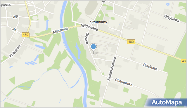 Strumiany gmina Burzenin, Skośna, mapa Strumiany gmina Burzenin