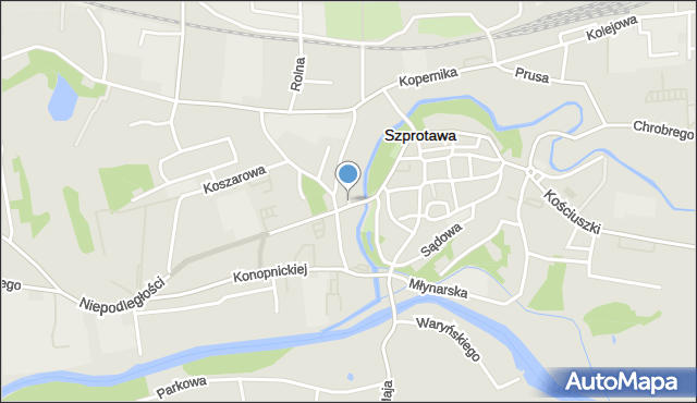 Szprotawa, Skwer Matuszkiewicza, mapa Szprotawa