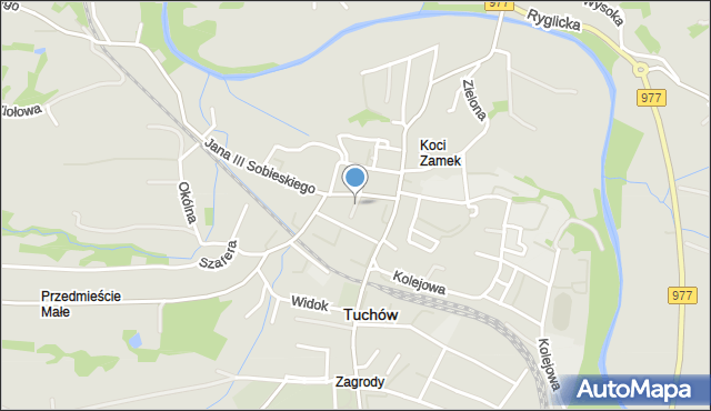 Tuchów, Skwer o. Marcina Melaniusza, mapa Tuchów