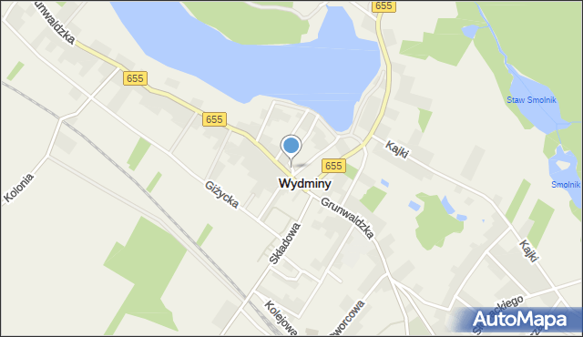 Wydminy, Skwer Żołnierzy Wyklętych, mapa Wydminy