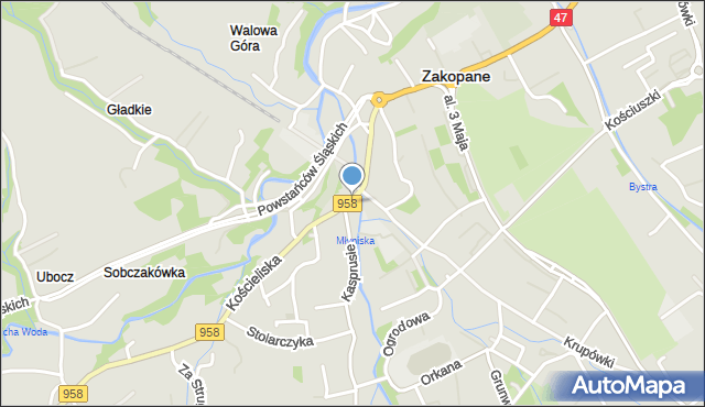 Zakopane, Skwer Drozdka Mirosława, ks., mapa Zakopanego