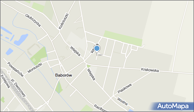 Baborów, Słoneczna, mapa Baborów