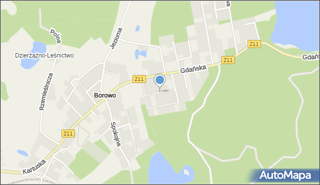 Borowo gmina Kartuzy, Słoneczna, mapa Borowo gmina Kartuzy