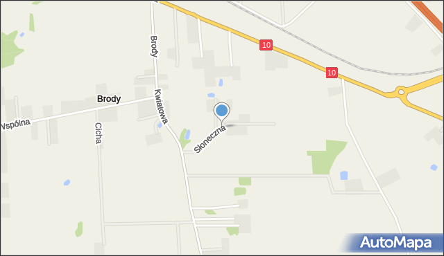 Brody gmina Płońsk, Słoneczna, mapa Brody gmina Płońsk