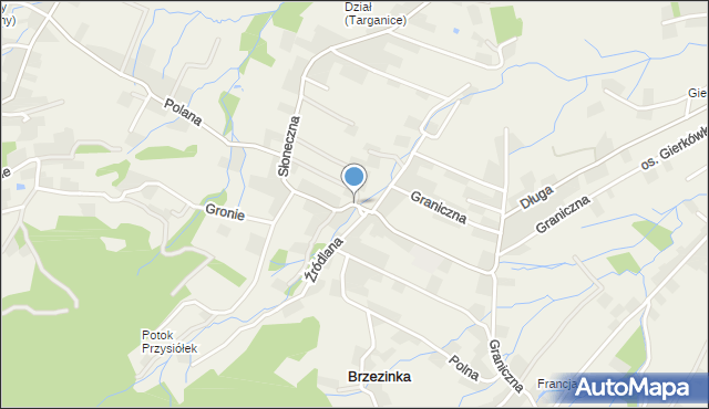 Brzezinka gmina Andrychów, Słoneczna, mapa Brzezinka gmina Andrychów