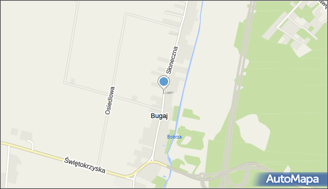 Bugaj gmina Strawczyn, Słoneczna, mapa Bugaj gmina Strawczyn