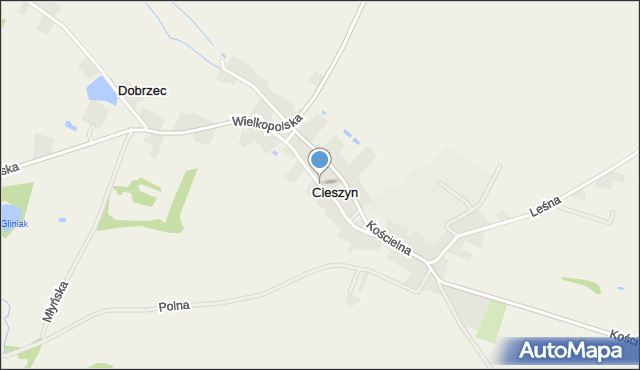 Cieszyn gmina Sośnie, Słoneczna, mapa Cieszyn gmina Sośnie