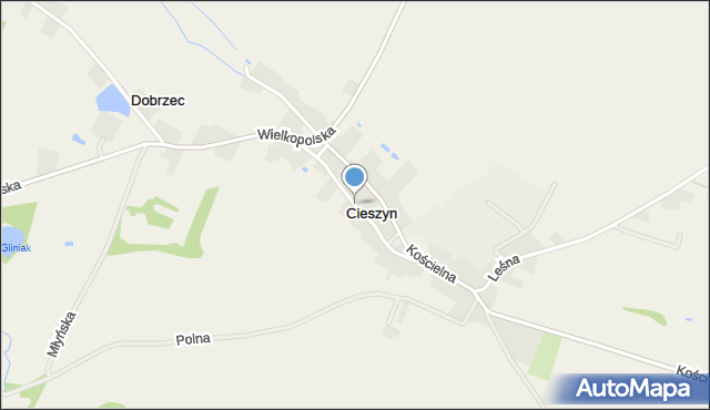 Cieszyn gmina Sośnie, Słoneczna, mapa Cieszyn gmina Sośnie