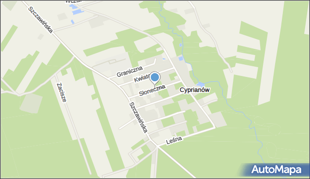 Cyprianów, Słoneczna, mapa Cyprianów