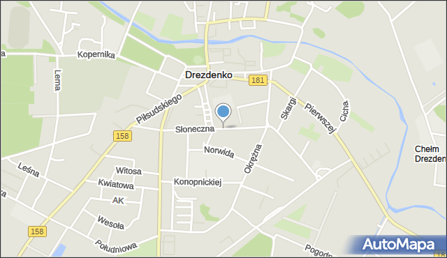 Drezdenko, Słoneczna, mapa Drezdenko