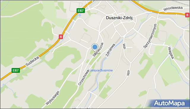 Duszniki-Zdrój, Słoneczna, mapa Duszniki-Zdrój